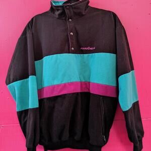 Karrimor Y2K style rainbow striped snap front fleece M